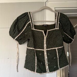 Green Puff Sleeve Top